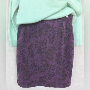 Vintage Paisley Skirt Purple Paisley Miniskirt Pencil Skirt Printed Denim